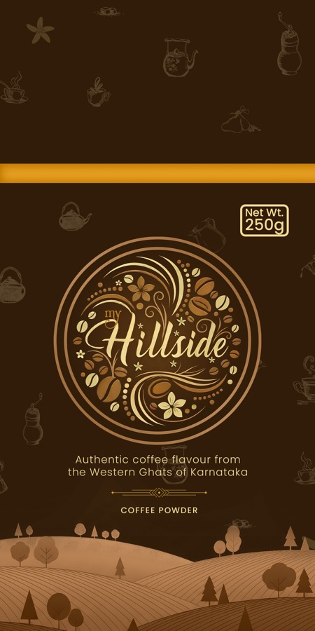 Close-up of My Hillside coffee pack artwork
